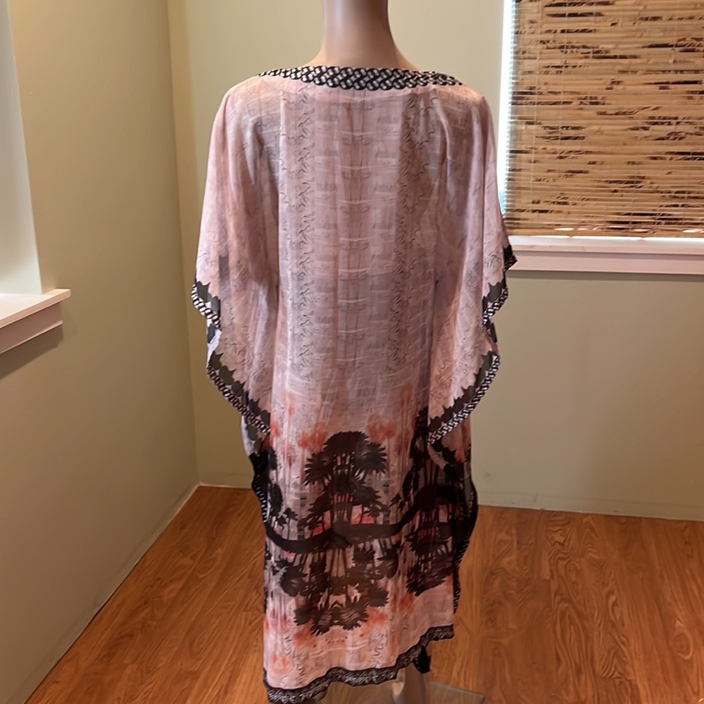 Cream Kaftan In Multi-Colored With Tree Design La… - image 4